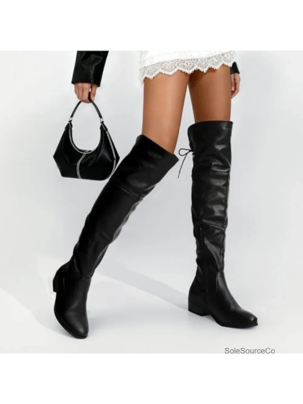 Over the Knee High Riding Boots Faux Leather Pull-On Comfort